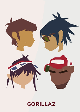 Gorillaz Band Minimalist Portrait