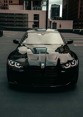 Sleek Black BMW Front View