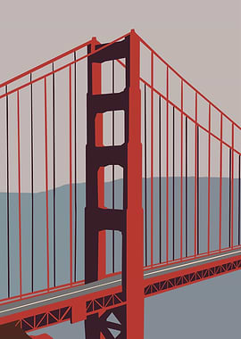 Golden Gate Bridge Minimalist Illustration