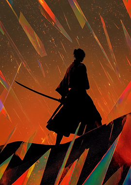 Silhouette of a Samurai with Sword