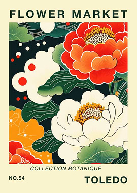 Toledo Flower Market Botanical Travel Art Print