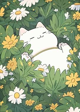 Cat Nap Daisy Field