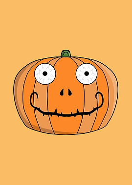 Cartoon Pumpkin with Googly Eyes