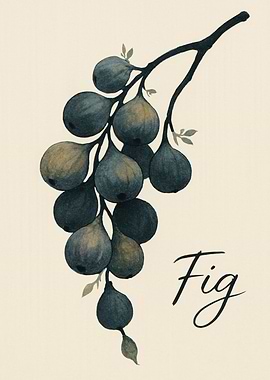 Fig Branch Watercolor Illustration