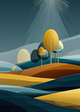 Abstract Landscape with Trees and Light