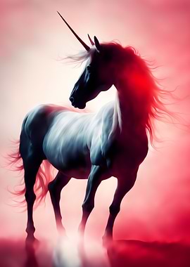 Majestic Unicorn in Red Haze Halloween