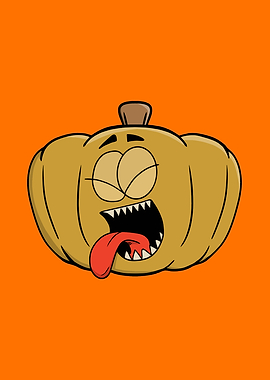 Cartoon Pumpkin with Tongue Out
