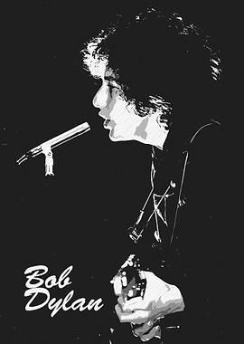 Bob Dylan Black and White Portrait