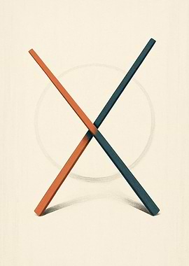 Minimalist Crossed Sticks with Circle