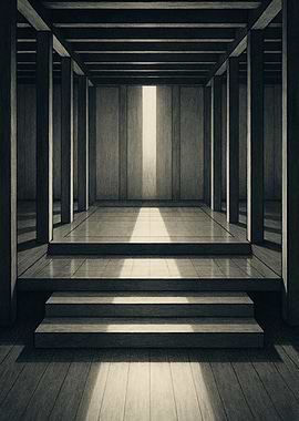 Monochrome Hallway with Light