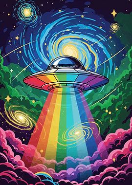 Rainbow UFO in Space