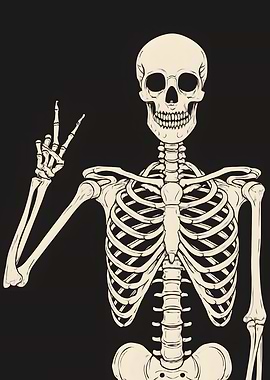 Skeleton Peace Sign Illustration