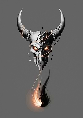 Monochrome Skull with Glowing Eyes