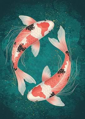 Koi Fish Yin Yang Illustration
