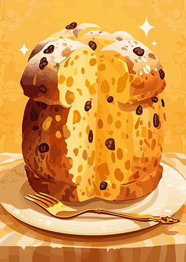 Delicious Panettone with Chocolate Chips Illustration