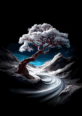 Winter Tree Landscape Digital Art