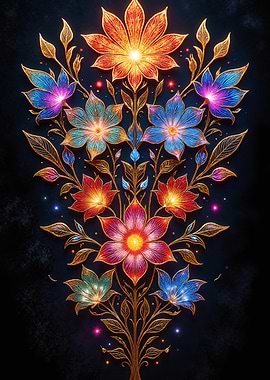 Floral Ornament with Golden Details