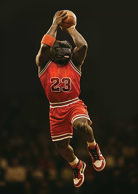 Dog Basketball Player with Number 23