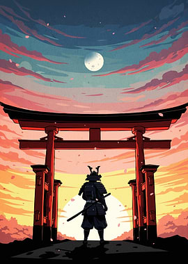 Samurai Torii Gate Sunset