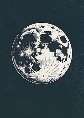 Full Moon Illustration on Dark Background