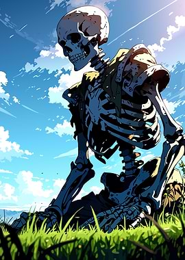 Skeleton in Field Anime Style