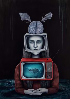 Television Mind – Dark Surreal TV Portrait