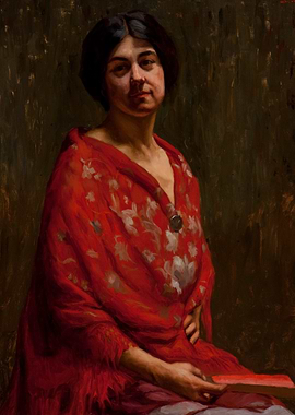 Woman in Red Shawl Portrait Painting