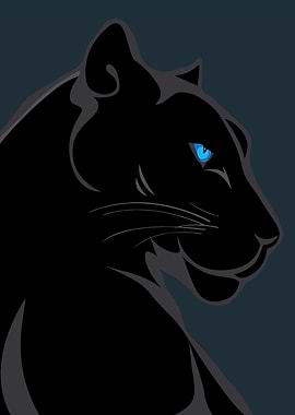 Black Panther with Blue Eyes Illustration