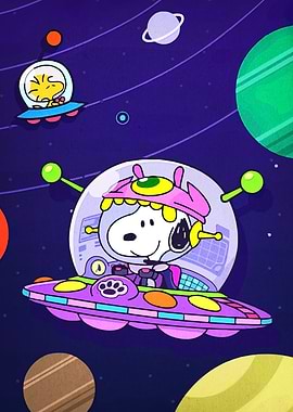 Snoopy and Woodstock in Space
