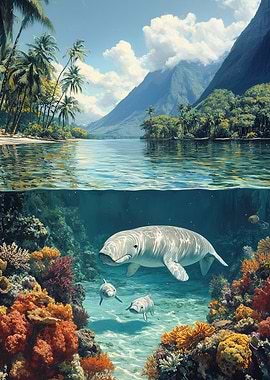 Tropical Paradise with Manatees