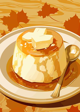 Pudding with Butter and Maple Syrup