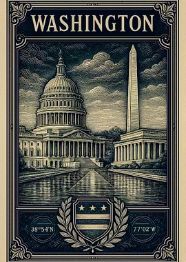 Washington D.C. Monument Illustration