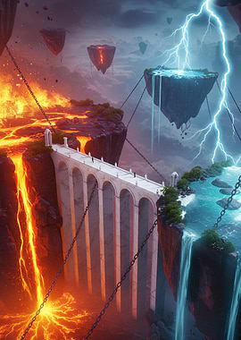 Fantasy Bridge Between Fire and Water