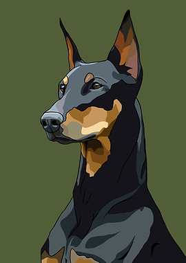 Doberman Pinscher Portrait Digital Art