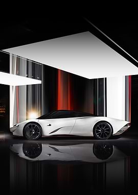Sleek White Sports Car Studio Shot