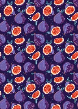 Fig Pattern on Dark Blue Background