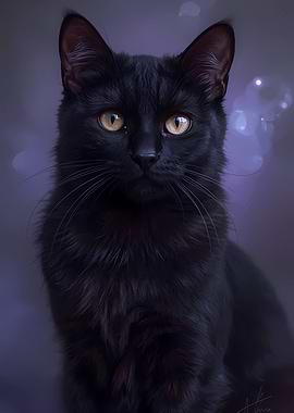 Elegant Black Cat Portrait