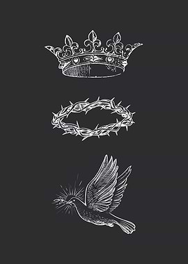 Crown, Thorns, and Dove Illustration