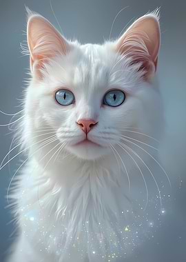 Elegant White Cat with Blue Eyes