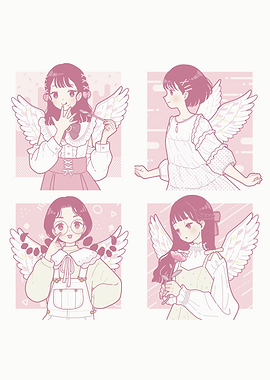 Anime Girls with Wings Illustration