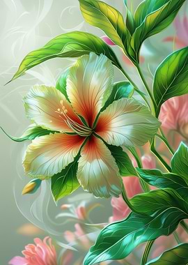 Floral Beauty: White and Orange Hibiscus