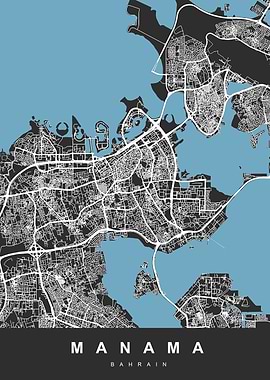 Manama, Bahrain City Map Art