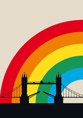 Tower Bridge with Rainbow Illustration