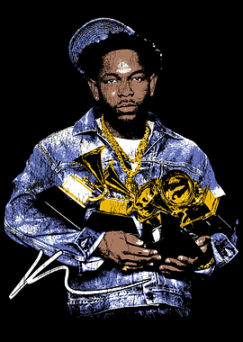 Kendrick Lamar with Grammy Awards