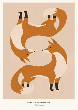 Stylized Foxes Art Print