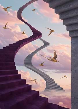 Surreal Stairways to Heaven with Birds