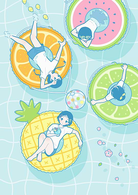 Summer Pool Party with Fruit Floats