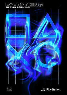 Dynamic PlayStation Symbols in Neon Blue