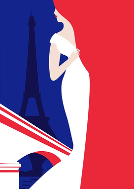 Parisian Elegance: Woman and Eiffel Tower