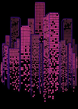 Pink and Purple Cityscape Silhouette